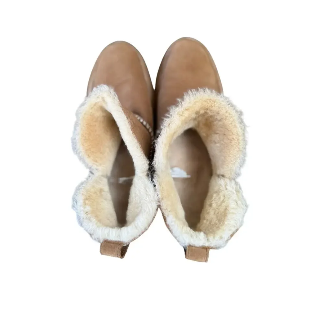Ugg Melrose Chestnut Ankle Suede Shearling Booties - Sz 9